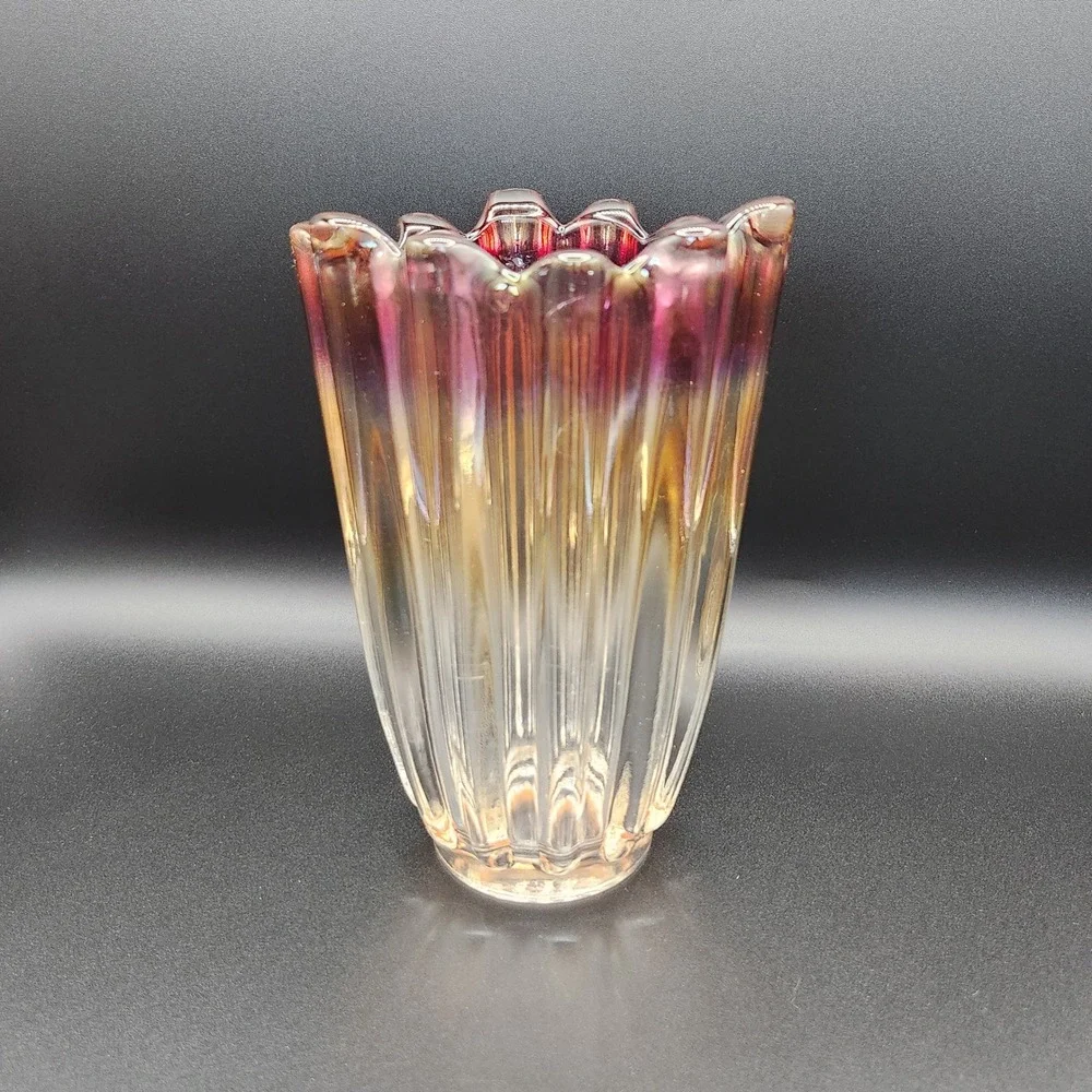 Vintage Beautiful Iridescent Federal Glass Vase - Picture 4 of 7